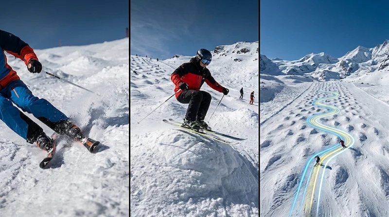 mogul skiing movements illustration