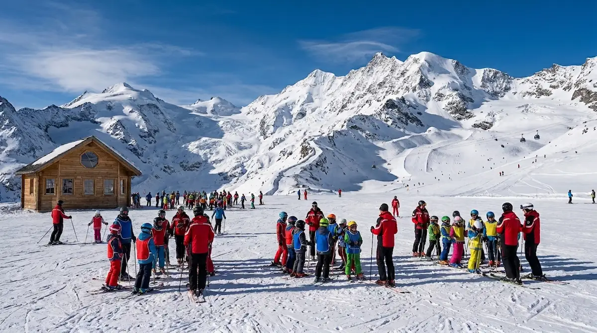ski school meeting points Saas-Fee guide