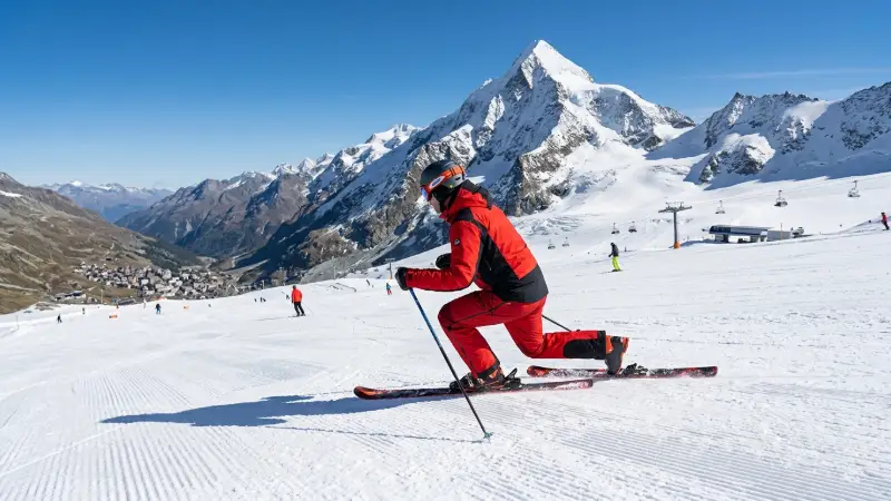 telemark ski lessons Saas-Fee